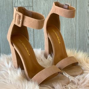 Suede Nude heel with ankle strap